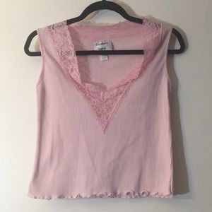 Vintage pink lace waffle knit crop top